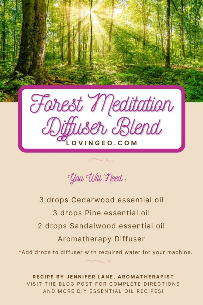 Forest Meditation Diffuser Blend Cedarwood Pine Sandalwood Loving Eo